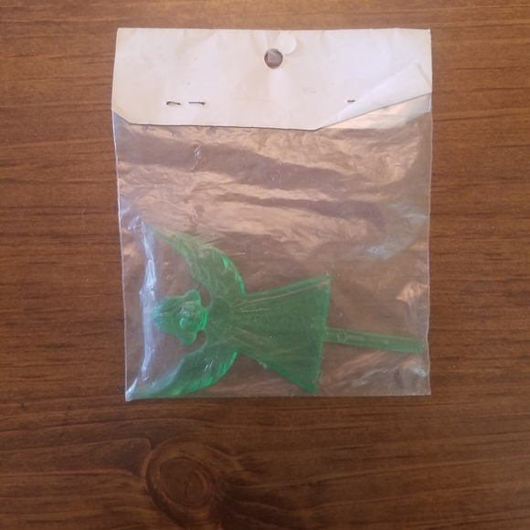 Vintage Ceramic Christmas Tree Topper Green Angel Bell Ceramics. NOS. - Picture 4 of 5